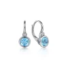 Hot Gabriel & Co. 925 Sterling Silver Blue Topaz and Diamond Leverback Earrings