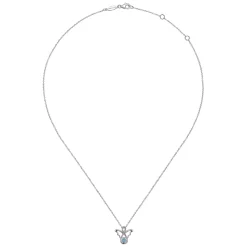 New Gabriel & Co. 925 Sterling Silver Blue Topaz Angel Pendant Necklace