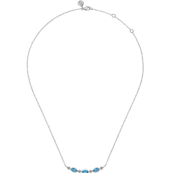 Gabriel & Co. 925 Sterling Silver Blue Topaz Bar Necklace-Bujukan
