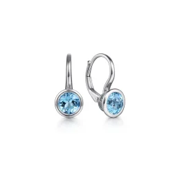 Gabriel & Co. 925 Sterling Silver Blue Topaz Leverback Earrings
