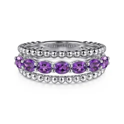 Best Gabriel & Co. 925 Sterling Silver Bujukan Amethyst Easy Stackable Ring