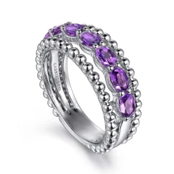 Best Gabriel & Co. 925 Sterling Silver Bujukan Amethyst Easy Stackable Ring
