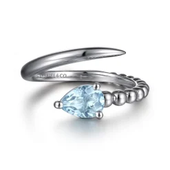 Clearance Gabriel & Co. 925 Sterling Silver Bujukan and Aquamarine Bypass Ring