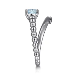 Clearance Gabriel & Co. 925 Sterling Silver Bujukan and Aquamarine Bypass Ring