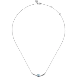 Best Gabriel & Co. 925 Sterling Silver Bujukan and Aquamarine Bypass Bar Necklace