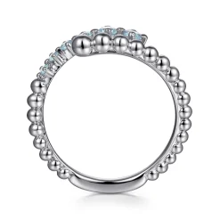 Sale Gabriel & Co. 925 Sterling Silver Bujukan and Aquamarine Bypass Ring