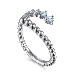 Sale Gabriel & Co. 925 Sterling Silver Bujukan and Aquamarine Bypass Ring