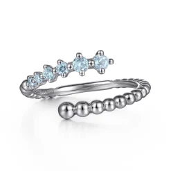 Sale Gabriel & Co. 925 Sterling Silver Bujukan and Aquamarine Bypass Ring