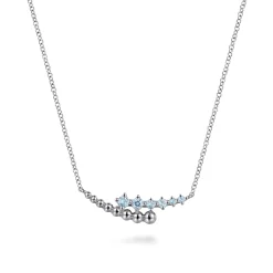 Best Gabriel & Co. 925 Sterling Silver Bujukan and Aquamarine Bypass Bar Necklace