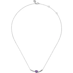 Sale Gabriel & Co. 925 Sterling Silver Bujukan and Amethyst Bypass Bar Necklace