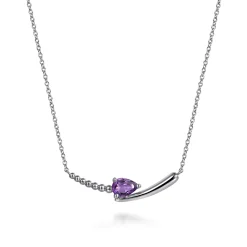 Sale Gabriel & Co. 925 Sterling Silver Bujukan and Amethyst Bypass Bar Necklace