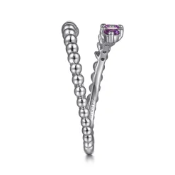 Best Gabriel & Co. 925 Sterling Silver Bujukan and Amethyst Bypass Ring