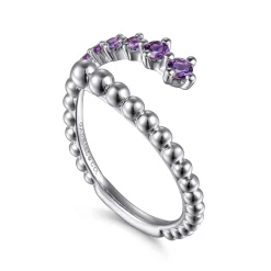Best Gabriel & Co. 925 Sterling Silver Bujukan and Amethyst Bypass Ring