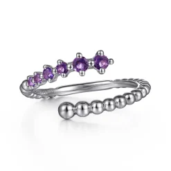 Best Gabriel & Co. 925 Sterling Silver Bujukan and Amethyst Bypass Ring