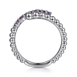 Best Gabriel & Co. 925 Sterling Silver Bujukan and Amethyst Bypass Ring