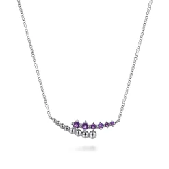 Online Gabriel & Co. 925 Sterling Silver Bujukan and Amethyst Bypass Bar Necklace