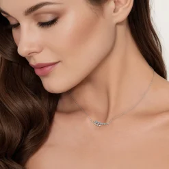 Sale Gabriel & Co. 925 Sterling Silver Bujukan and Blue Topaz Bypass Bar Necklace