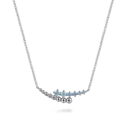 Sale Gabriel & Co. 925 Sterling Silver Bujukan and Blue Topaz Bypass Bar Necklace