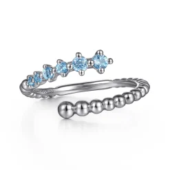 New Gabriel & Co. 925 Sterling Silver Bujukan and Blue Topaz Bypass Ring
