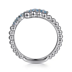 New Gabriel & Co. 925 Sterling Silver Bujukan and Blue Topaz Bypass Ring
