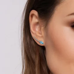 Online Gabriel & Co. 925 Sterling Silver Bujukan and Blue Topaz Ear Climber Earrings