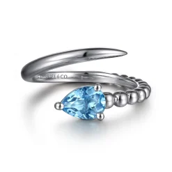 Clearance Gabriel & Co. 925 Sterling Silver Bujukan and Blue Topaz Bypass Ring