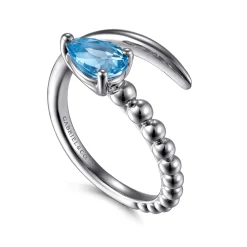 Clearance Gabriel & Co. 925 Sterling Silver Bujukan and Blue Topaz Bypass Ring