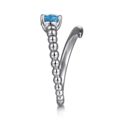 Clearance Gabriel & Co. 925 Sterling Silver Bujukan and Blue Topaz Bypass Ring