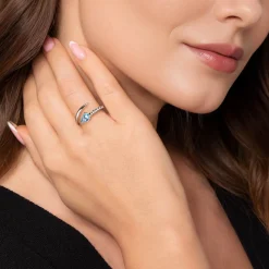 Clearance Gabriel & Co. 925 Sterling Silver Bujukan and Blue Topaz Bypass Ring