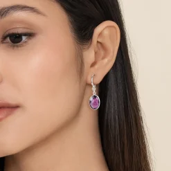 Best Gabriel & Co. 925 Sterling Silver Bujukan and Bezel Amethyst Drop Earrings