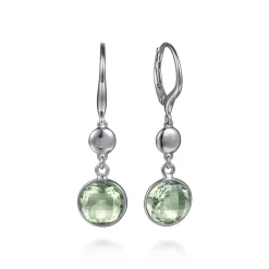 Sale Gabriel & Co. 925 Sterling Silver Bujukan and Bezel Green Amethyst Drop Earrings