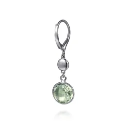 Sale Gabriel & Co. 925 Sterling Silver Bujukan and Bezel Green Amethyst Drop Earrings