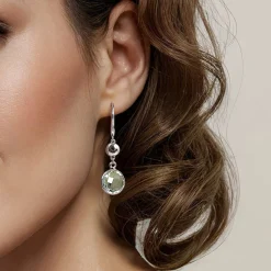 Sale Gabriel & Co. 925 Sterling Silver Bujukan and Bezel Green Amethyst Drop Earrings