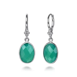 Hot Gabriel & Co. 925 Sterling Silver Bujukan and Bezel Green Onyx Drop Earrings