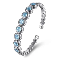 Clearance Gabriel & Co. 925 Sterling Silver Bujukan and Blue Topaz Open Bangle