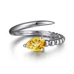 Clearance Gabriel & Co. 925 Sterling Silver Bujukan and Citrine Bypass Ring