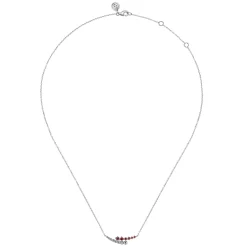 New Gabriel & Co. 925 Sterling Silver Bujukan and Garnet Bypass Bar Necklace