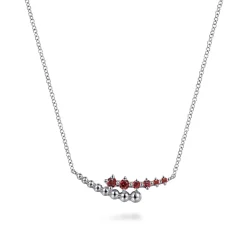 New Gabriel & Co. 925 Sterling Silver Bujukan and Garnet Bypass Bar Necklace