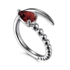 Best Gabriel & Co. 925 Sterling Silver Bujukan and Garnet Bypass Ring
