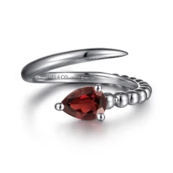 Best Gabriel & Co. 925 Sterling Silver Bujukan and Garnet Bypass Ring
