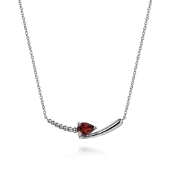 Discount Gabriel & Co. 925 Sterling Silver Bujukan and Garnet Bypass Bar Necklace