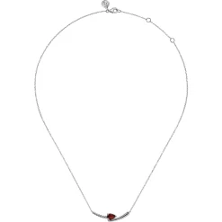 Discount Gabriel & Co. 925 Sterling Silver Bujukan and Garnet Bypass Bar Necklace