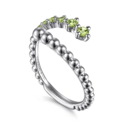 Hot Gabriel & Co. 925 Sterling Silver Bujukan and Peridot Bypass Ring