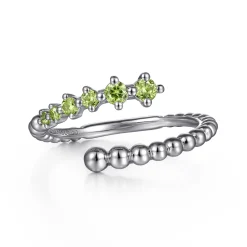 Hot Gabriel & Co. 925 Sterling Silver Bujukan and Peridot Bypass Ring