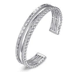 Online Gabriel & Co. 925 Sterling Silver Bujukan and Pyramid Triple Row Bangle
