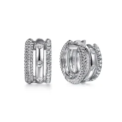 Sale Gabriel & Co. 925 Sterling Silver Bujukan and White Sapphire Huggie Earrings