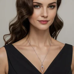 Clearance Gabriel & Co. 925 Sterling Silver Bujukan and White Sapphire Interlocking Pendant Necklace