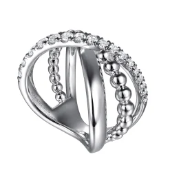 Best Gabriel & Co. 925 Sterling Silver Bujukan and White Sapphire Cris Cross Ladies Ring