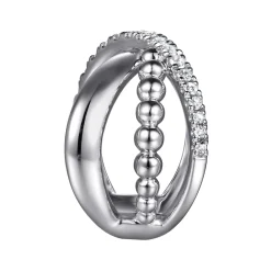 Best Gabriel & Co. 925 Sterling Silver Bujukan and White Sapphire Cris Cross Ladies Ring