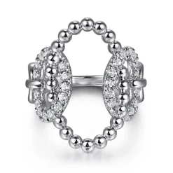 Best Gabriel & Co. 925 Sterling Silver Bujukan and White Sapphire Interlocking Link Ring